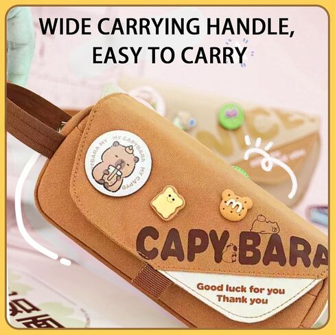 Capybara Pencil Case ، BARGE CAPYBARA PEMINC POUCH STANTICERY PEN BAS ، CUTE KAWAII PENBEL CASE CARTON in Kuwait