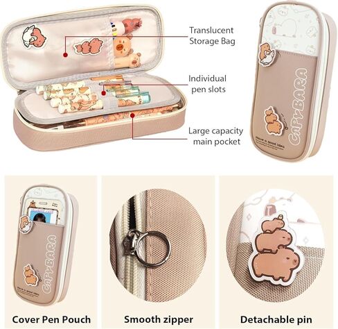 Cute Capybara Pencil Case,Large Capybara Pencil Pouch Stationery Pen Bag,Cute Kawaii Pencil Case Pouch Cartoon Pen Box Holder Organizer for Birthday Party Back to School Student Gift in Kuwait