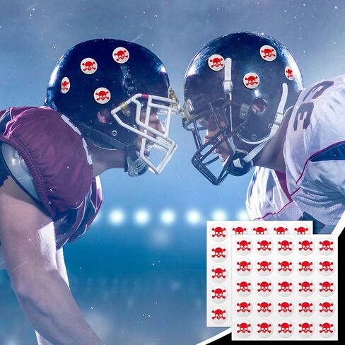 جائزة Leinuosen Skull Helment Award شارات ملصقات خوذة البيسبول لكرة القدم للشباب 1-1/8 '' ملصقات الفينيل لاكروس لاكروس (صافي الطباعة الأحمر ، 8 صفائح) in Kuwait