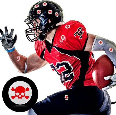 جائزة Leinuosen Skull Helment Award شارات ملصقات خوذة البيسبول لكرة القدم للشباب 1-1/8 '' ملصقات الفينيل لاكروس لاكروس (صافي الطباعة الأحمر ، 8 صفائح) in Kuwait