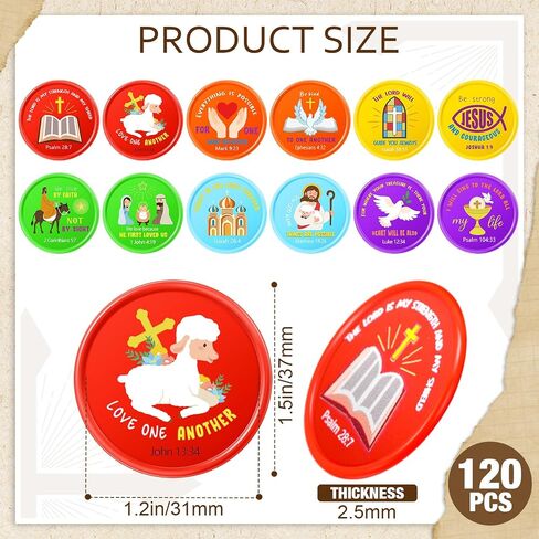 Earsida 120 PCS Coins Coins Gift Bible Bible Bible Party Compors Christian Murnered Tokens Jesus Bible Bible Coins for Sunday Devivalation QUOTE Token for Church and VBS (Classic) in Saudi Arabia