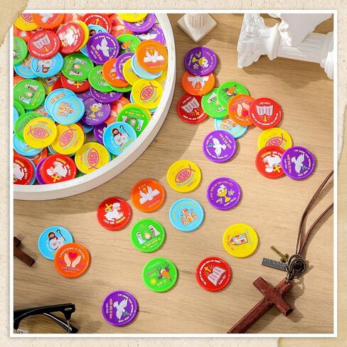 Earsida 120 PCS Coins Coins Gift Bible Bible Bible Party Compors Christian Murnered Tokens Jesus Bible Bible Coins for Sunday Devivalation QUOTE Token for Church and VBS (Classic) in Saudi Arabia