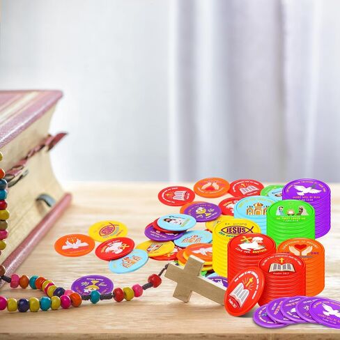 Earsida 120 PCS Coins Coins Gift Bible Bible Bible Party Compors Christian Murnered Tokens Jesus Bible Bible Coins for Sunday Devivalation QUOTE Token for Church and VBS (Classic) in Saudi Arabia