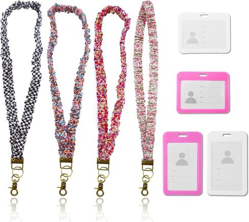 4pcs Scrunchie Lanyard Teacher，Scrunchie Lanyard with ID Holder in Saudi Arabia