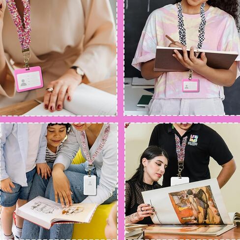 4pcs Scrunchie Lanyard Teacher，Scrunchie Lanyard with ID Holder in Saudi Arabia