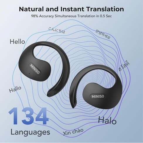 MINISO X15 PRO Translation Earbuds Real Time Translator Earbuds Wireless Bluetooth 5.4 Open Ear AI Headphones for 135 Languages Translation Ear Buds with Earhooks Support Playing Music Phone Calls in Saudi Arabia