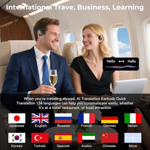 MINISO X15 PRO Translation Earbuds Real Time Translator Earbuds Wireless Bluetooth 5.4 Open Ear AI Headphones for 135 Languages Translation Ear Buds with Earhooks Support Playing Music Phone Calls in Saudi Arabia
