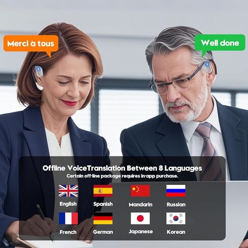 Language Translation Earbuds, 3-in-1 Translator Earbuds & 144 Languages & Accents, Translator Device Translation Earbuds Real Time fit iOS & Android for Travel Business &Learning,M75-Black in Saudi Arabia