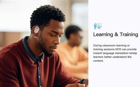 Language Translation Earbuds, 3-in-1 Translator Earbuds & 144 Languages & Accents, Translator Device Translation Earbuds Real Time fit iOS & Android for Travel Business &Learning,M75-Black in Saudi Arabia