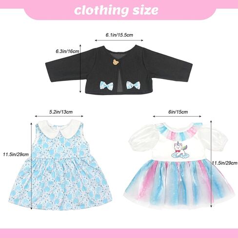 Reborn Doll Clothes for 20-22 Inch Girl Dolls, 5PCS Baby Doll Clothes and Accessories Outfits Dress with Black Coat Headband, Perfect for Girl Gift (No Dolls) in Kuwait