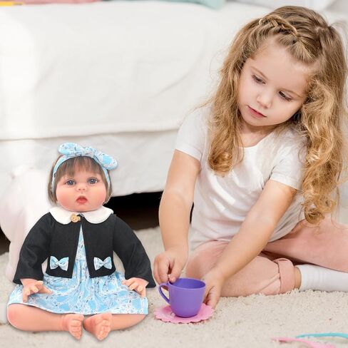 Reborn Doll Clothes for 20-22 Inch Girl Dolls, 5PCS Baby Doll Clothes and Accessories Outfits Dress with Black Coat Headband, Perfect for Girl Gift (No Dolls) in Kuwait