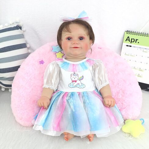 Reborn Doll Clothes for 20-22 Inch Girl Dolls, 5PCS Baby Doll Clothes and Accessories Outfits Dress with Black Coat Headband, Perfect for Girl Gift (No Dolls) in Kuwait