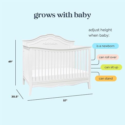 DaVinci Fiona 4-in-1 Convertible Crib in White, Greenguard Gold Certified in Saudi Arabia