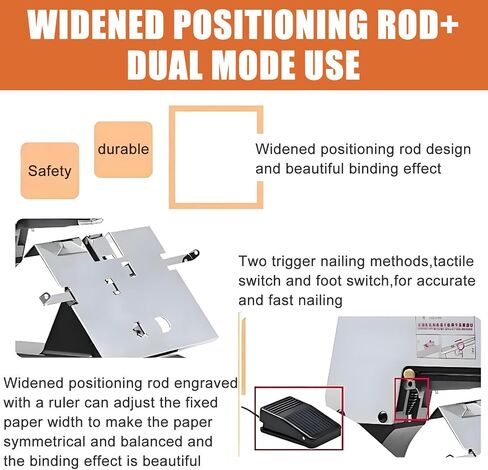 Heavy Duty Automatic Electric Stapler w/Foot Pedal - 44cm Extended Workbench & 9-Stage Adjustment | Universal Staples 23/6 23/8,24/6, 24/8 doublehead in Saudi Arabia