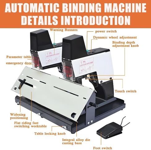 Heavy Duty Automatic Electric Stapler w/Foot Pedal - 44cm Extended Workbench & 9-Stage Adjustment | Universal Staples 23/6 23/8,24/6, 24/8 doublehead in Saudi Arabia