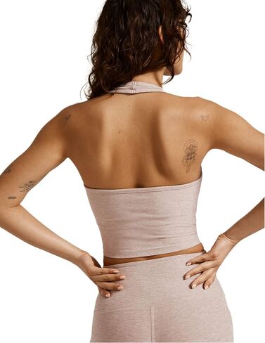 Beyond Yoga Spacedye Well Rounded Cropped Women’s Halter Tank - Slim Fit - Pullover Style Electric Peach Heather SM One Size in Saudi Arabia