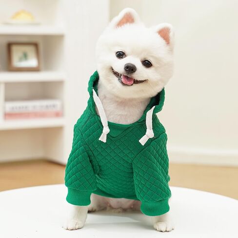 Basic Dog Hoodies with D-Ring Puppy Sweatshirt for Small Dogs Boy Girl Holiday Cat Sweater Hooded Pet Outfit Doggy Apparel Yorkie Chihuahua Clothes (Green, Medium) in Kuwait