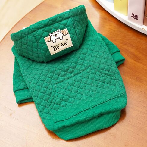 Basic Dog Hoodies with D-Ring Puppy Sweatshirt for Small Dogs Boy Girl Holiday Cat Sweater Hooded Pet Outfit Doggy Apparel Yorkie Chihuahua Clothes (Green, Medium) in Kuwait
