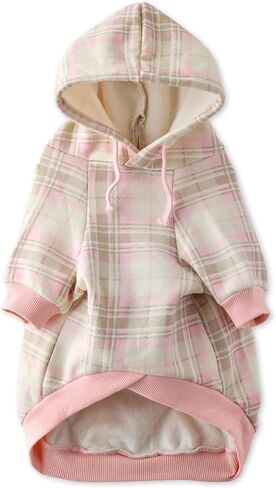 Rocky II - The Extra Comfy Hoodie, Organic Cotton and Recycled Poly Dog Hoodie Pet Coat Sweater for Small, Medium, Large Dogs​​, Pink Chesterfield Plaid, X-Small in Saudi Arabia