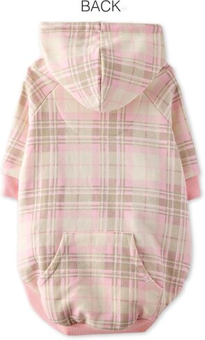 Rocky II - The Extra Comfy Hoodie, Organic Cotton and Recycled Poly Dog Hoodie Pet Coat Sweater for Small, Medium, Large Dogs​​, Pink Chesterfield Plaid, X-Small in Saudi Arabia