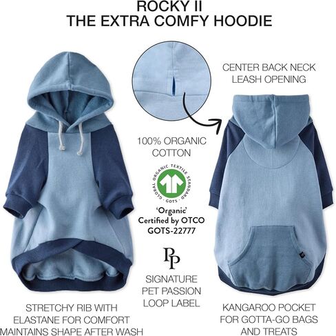 Rocky II - The Extra Comfy Hoodie, Organic Cotton and Recycled Poly Dog Hoodie Pet Coat Sweater for Small, Medium, Large Dogs​​, Pink Chesterfield Plaid, X-Small in Saudi Arabia