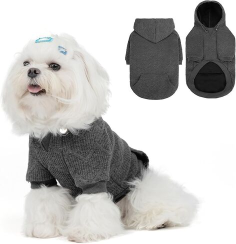 Hoodie الكلب Expawlorer للكلاب الصغيرة المتوسطة الكبيرة ، وملابس الحيوانات الأليفة الناعمة والدافئة ، وسترة الكلب مع ثقب المقود والجيب ، ومعطف الطقس البارد في فصل الشتاء ، والبلوز للبنين ، والرمادي L. in Kuwait