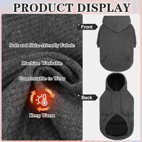 Hoodie الكلب Expawlorer للكلاب الصغيرة المتوسطة الكبيرة ، وملابس الحيوانات الأليفة الناعمة والدافئة ، وسترة الكلب مع ثقب المقود والجيب ، ومعطف الطقس البارد في فصل الشتاء ، والبلوز للبنين ، والرمادي L. in Kuwait