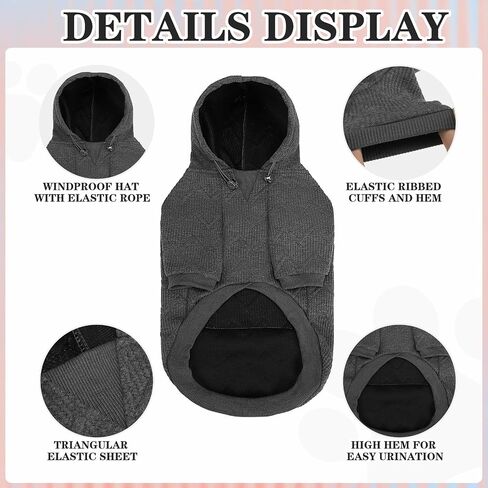 Hoodie الكلب Expawlorer للكلاب الصغيرة المتوسطة الكبيرة ، وملابس الحيوانات الأليفة الناعمة والدافئة ، وسترة الكلب مع ثقب المقود والجيب ، ومعطف الطقس البارد في فصل الشتاء ، والبلوز للبنين ، والرمادي L. in Kuwait