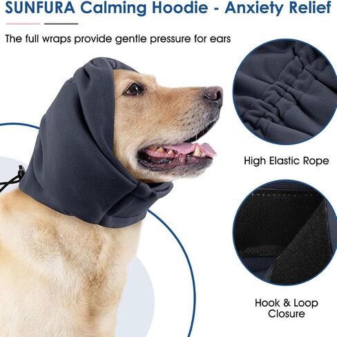 NTurabov Dog Calming Hoodie Ultra-Soft no Flap Ear Wraps for Dogs Gentle-fit. Head Covers for Noise Effective Reduction. Dog Calming Hood for Thunder, Lightning Comfort. Ear Wrap Head Anxiety Relief in Saudi Arabia