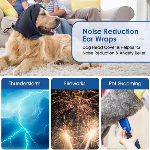NTurabov Dog Calming Hoodie Ultra-Soft no Flap Ear Wraps for Dogs Gentle-fit. Head Covers for Noise Effective Reduction. Dog Calming Hood for Thunder, Lightning Comfort. Ear Wrap Head Anxiety Relief in Saudi Arabia