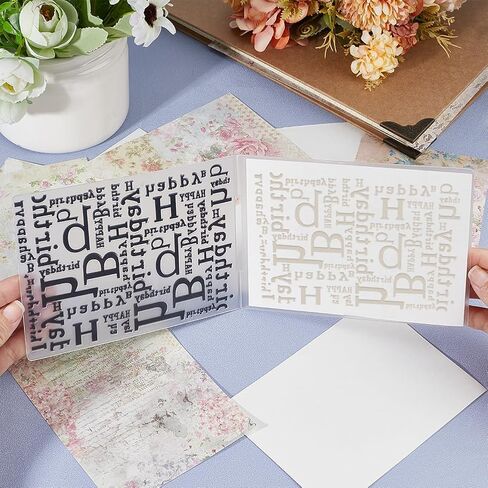 CRASPIRE Happy Birthday Background Embossing Folder Words Vintage Vintage Plastic Template Stencils for Card Making Tool DIY Handmade Scrapbooking Paper Craft Album Stamps in Saudi Arabia