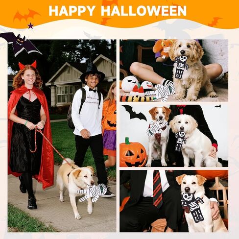 Pawchie Halloween speceaky Dog Toys 2 pcs للكلاب الصغيرة المتوسطة ، لا حشو لعبة جرو جرو ، ألعاب زخارف ناعمة ألعاب مضغ تفاعلية خالية من الفوضى للملل المثالي ، الهيكل العظمي والمومياء in Kuwait