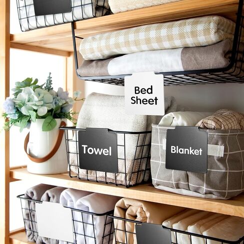 50 Pcs Basket Labels Clip Set for Storage Bins Include Removable PVC Bin Label Holders with Chalk Markers for Kitchen Pantry Organization Labeling Box Shelf 48+2 96+4 (White) in Saudi Arabia