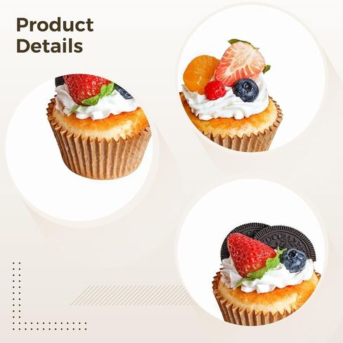Artificial Cupcake Display Model, Realistic PU Faux Cupcakes, Includes 6 Pieces with Fruit and Cream Decoration, Brown Wrinkled Cupcake Liners, Ideal for Photography, Art, and Home Decoration in Saudi Arabia