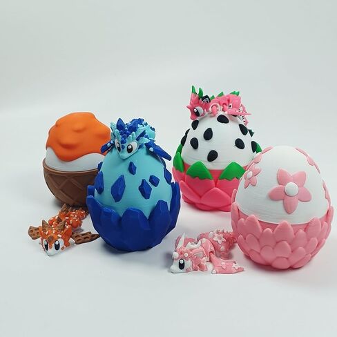 4-Themed 3D Dragon Eggs with Mini Dragons Inside – 3.35" Fantasy Eggs & 3.15" Dragons (Sakur, Ice Cream, Fire Fruit, Frost Dragon) (Fire Fruit) in Saudi Arabia