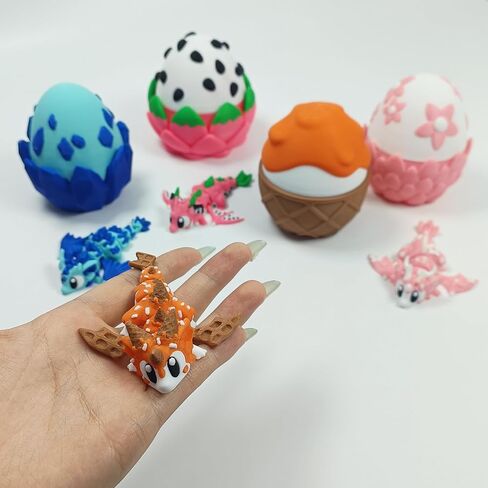 4-Themed 3D Dragon Eggs with Mini Dragons Inside – 3.35" Fantasy Eggs & 3.15" Dragons (Sakur, Ice Cream, Fire Fruit, Frost Dragon) (Fire Fruit) in Saudi Arabia