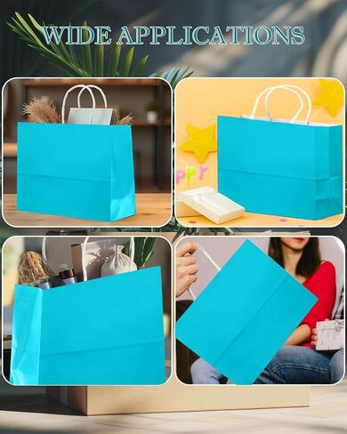 Qiqee 24 Colors حقيبة هدايا كبيرة مع مقابض أكياس الحفلات الورقية 24pcs 13 "x4.5" x10 "الاستخدامات المتعددة (32x11x25 سم ، واسعة كبيرة) in Kuwait