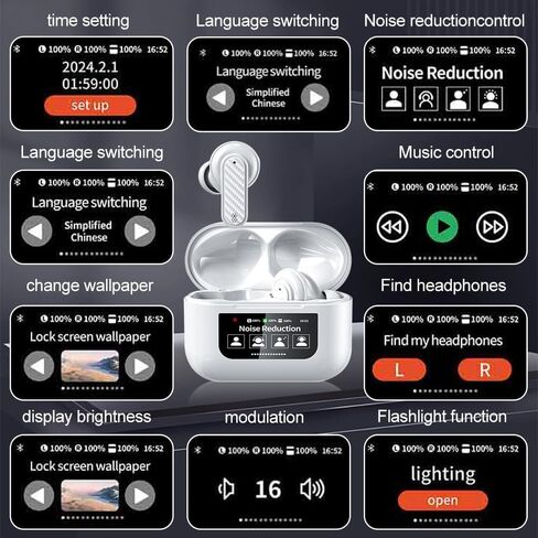 AI Language Translator Earbuds Real Time,144 Languages Online and Offline Translation Earbuds, No Subscription Required, Smart Touch Screen Housing, Fit for iOS and Android (White) in Saudi Arabia
