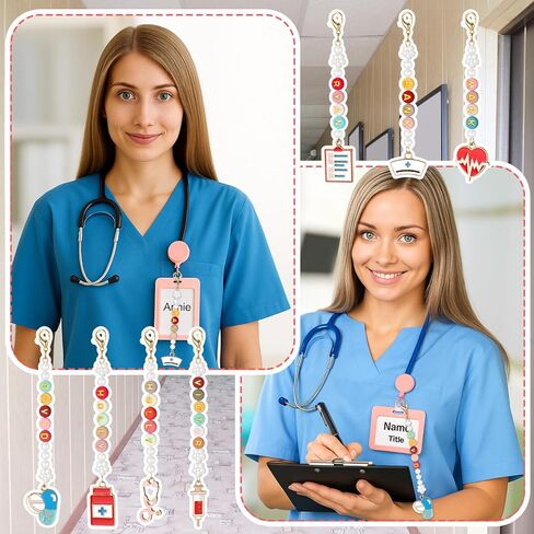 Suncalla 653 PCS DIY Nurse -keychain Making Kit Clip ممرضة ممرضة على سحر شارة بكرة الشارة للمساعد الطبي الطبيب إكسسوارات عمل زميل في العمل in Kuwait