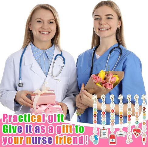 Suncalla 653 PCS DIY Nurse -keychain Making Kit Clip ممرضة ممرضة على سحر شارة بكرة الشارة للمساعد الطبي الطبيب إكسسوارات عمل زميل في العمل in Kuwait