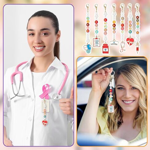 Suncalla 653 PCS DIY Nurse -keychain Making Kit Clip ممرضة ممرضة على سحر شارة بكرة الشارة للمساعد الطبي الطبيب إكسسوارات عمل زميل في العمل in Kuwait