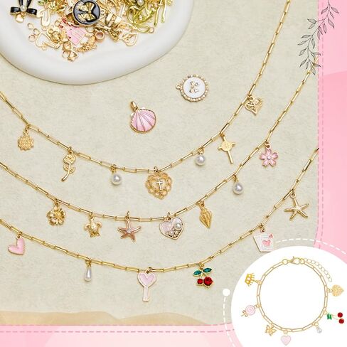 Quelay 328 Pcs Coquette Vintage Charm Necklace Making Kit Bulk for Women DIY with 118 Charms 200 Jump Rings 5 Necklaces 5 Bracelets Tools Accessories for Gift Beginner Arts and Craft Christmas in Saudi Arabia