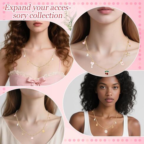 Quelay 328 Pcs Coquette Vintage Charm Necklace Making Kit Bulk for Women DIY with 118 Charms 200 Jump Rings 5 Necklaces 5 Bracelets Tools Accessories for Gift Beginner Arts and Craft Christmas in Saudi Arabia