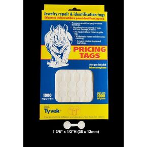 1000 Pcs Dumbbell Jewelry Tags for Necklace, Bracelet, Ring – Tyvek Self-Adhesive Price Labels, White Blank Stickers for Retail Display, Earring, Clothing – 3 Styles (Square, 1.5) in Kuwait