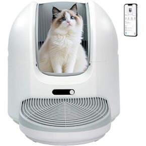 Self Cleaning Cat Litter Box, Large Capacity for Multiple Cats, Automatic Cleaning Litter Box-App-Controlled with Safety Sensors, Odorless Waste Disposal, Open Ultra-Quiet Design in Saudi Arabia