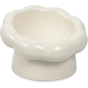 Elevated Ceramic Cat Bowls, 15°Tilted Cat Bowl for Indoor Cats, Anti-Vomiting and Whisker Friendly, Dishwasher and Microwave Safe(6.3 in, Cloud White) in Saudi Arabia