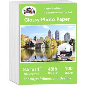 ورقة صور لامعة للحبر ، 8.5x11 بوصة ، حزمة من 100 ورقة ، 48 رطل ، 180GSM ، أبيض ، متوافق مع طابعة نفايات الحبر حبر صبغ in Kuwait