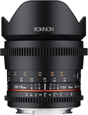 Rokinon 16-16mm f/2.6-22 Prime Fixed T2.6 Full Frame Cine Wide Angle Lens for Sony E-Mount, Black (FFDS16M-NEX) in Saudi Arabia
