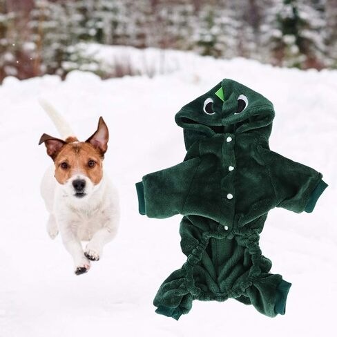 Fleece Winter Cute Dinosaur Dog Clothes Hoodies for Small Dogs Puppy Jacket Clothing Outfit Fleece Winter Cute (XL) in Saudi Arabia