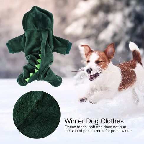 Fleece Winter Cute Dinosaur Dog Clothes Hoodies for Small Dogs Puppy Jacket Clothing Outfit Fleece Winter Cute (XL) in Saudi Arabia
